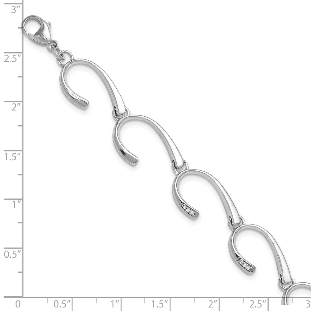 Alternate view of the Diamond Hook Link Bracelet in Rhodium Plated Silver, 7-8 Inch by The Black Bow Jewelry Co.