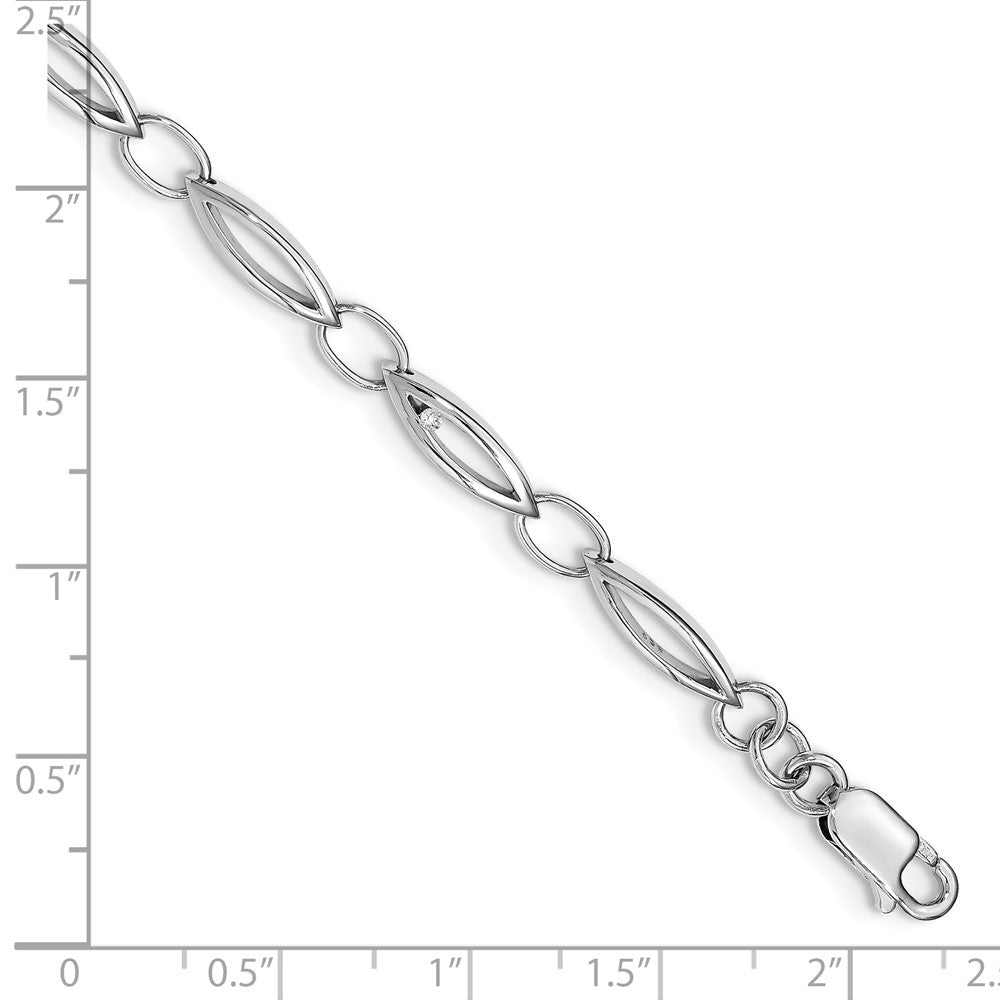 Alternate view of the Diamond Accent Marquise Link Adj. Bracelet in Rhodium Plated Silver by The Black Bow Jewelry Co.