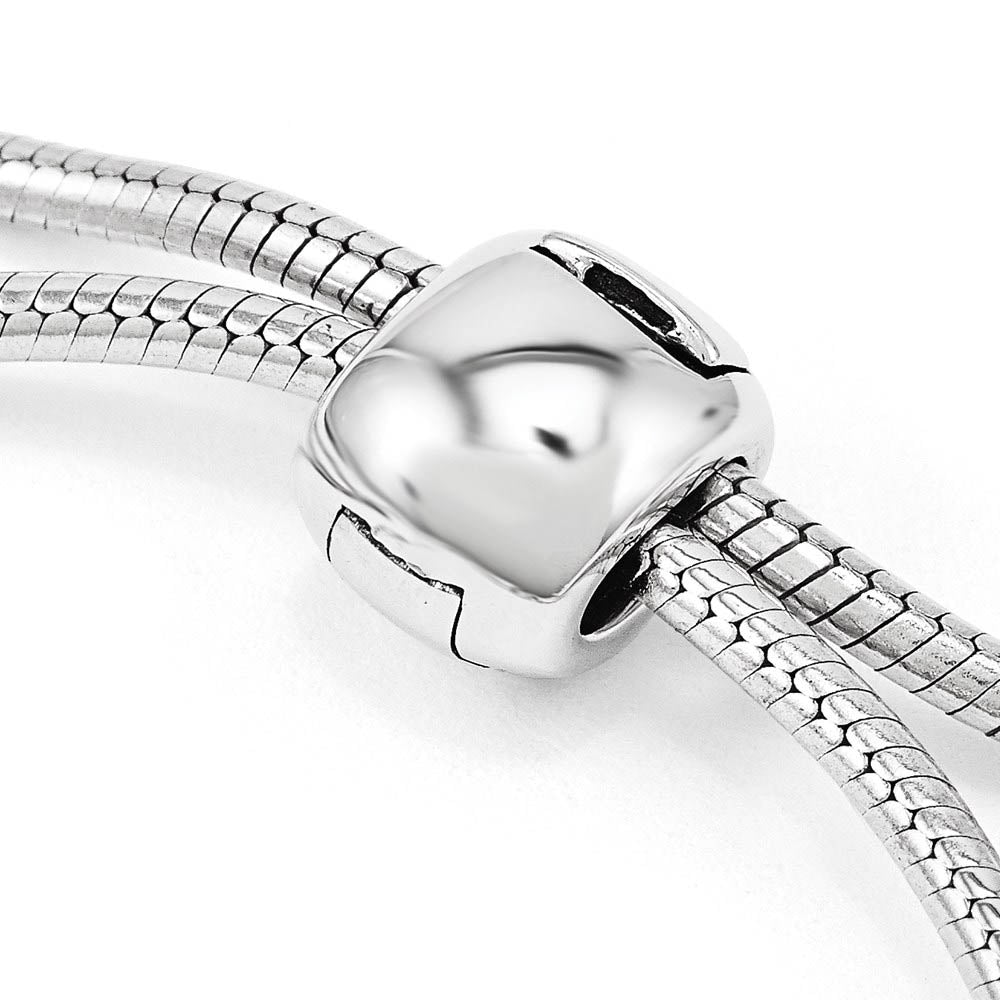 Alternate view of the Sterling Silver & Pink Crystal Love Heart Adjustable Starter Bracelet by The Black Bow Jewelry Co.