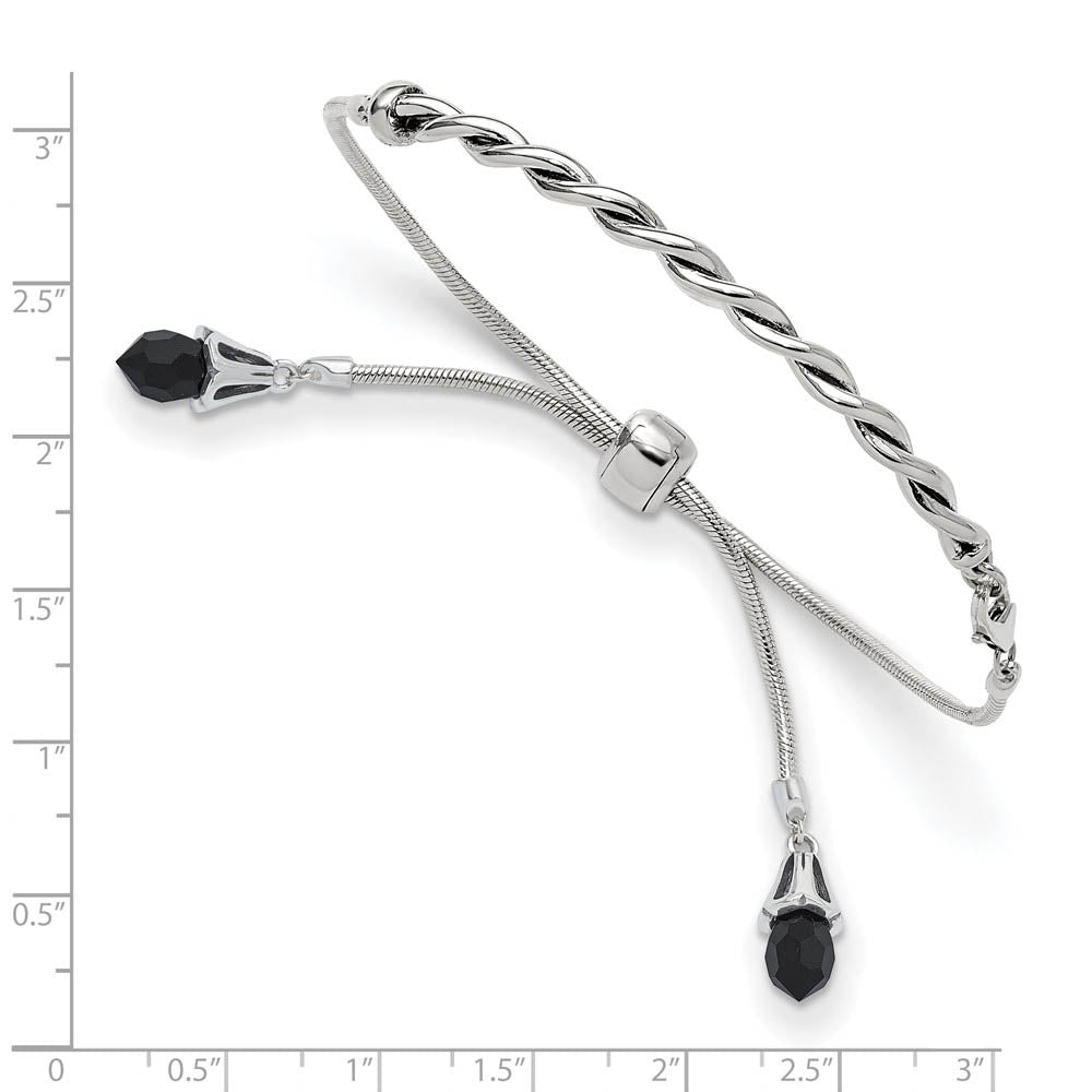 Alternate view of the Sterling Silver & Blue Crystal Twisted Bar Adjustable Starter Bracelet by The Black Bow Jewelry Co.