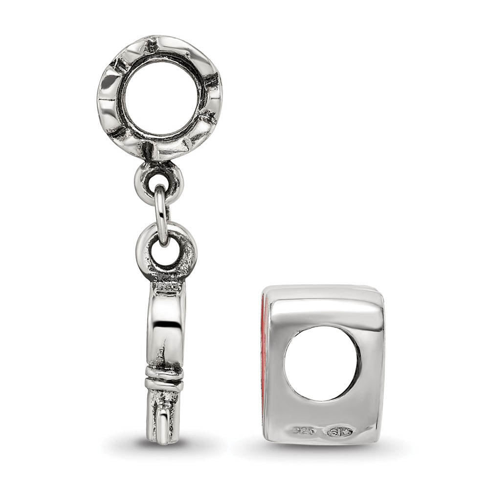 Alternate view of the Sterling Silver & Red Enamel You Have The Keys Bead Charm Set of 2 by The Black Bow Jewelry Co.
