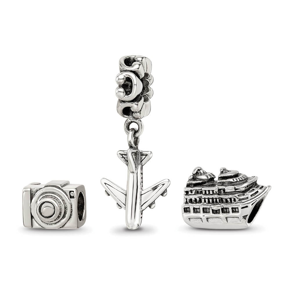 Sterling Silver Travel Bug Bead Charm Set of 3, Item B11949 by The Black Bow Jewelry Co.