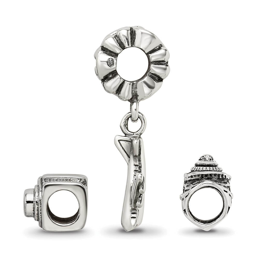 Alternate view of the Sterling Silver Travel Bug Bead Charm Set of 3 by The Black Bow Jewelry Co.