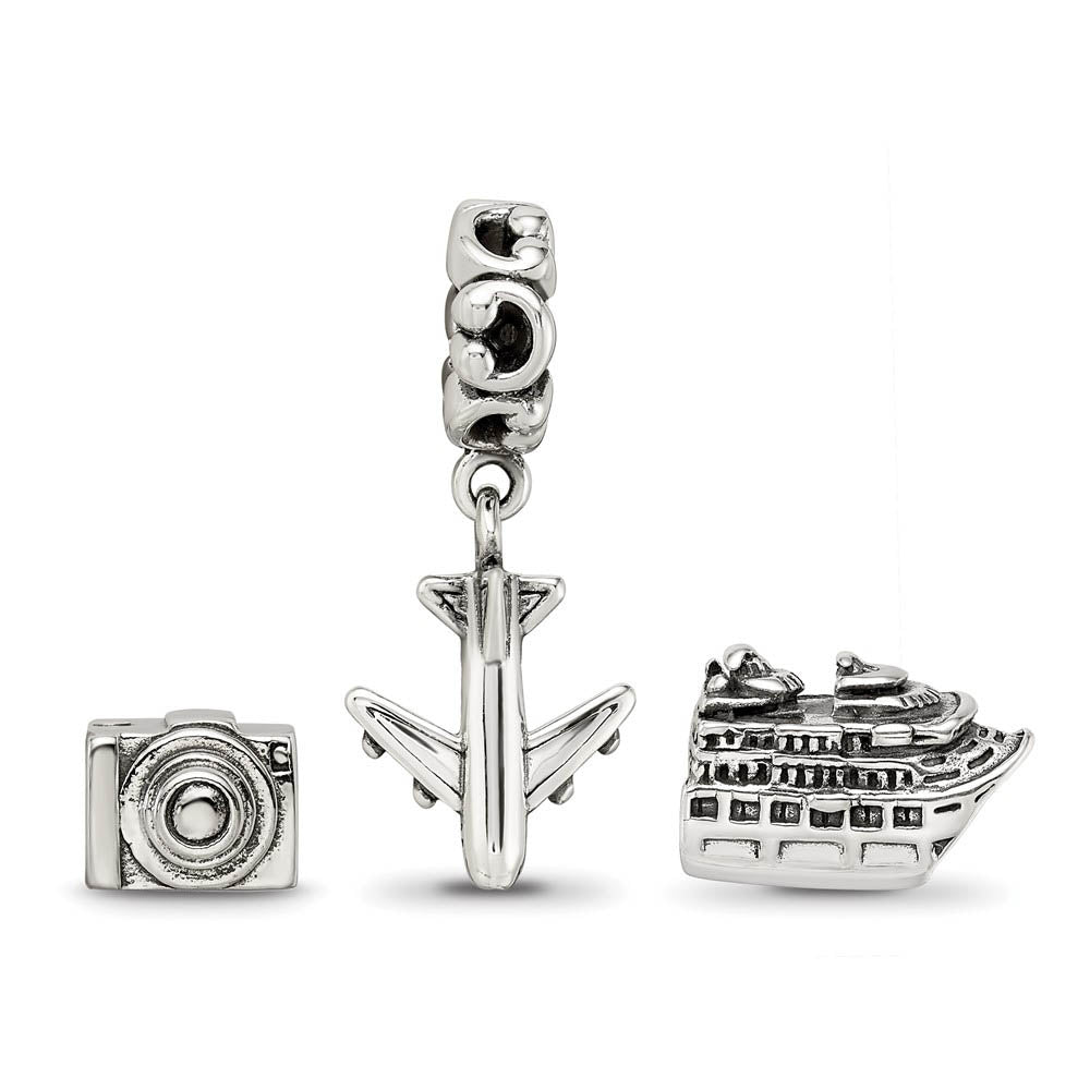 Alternate view of the Sterling Silver Travel Bug Bead Charm Set of 3 by The Black Bow Jewelry Co.