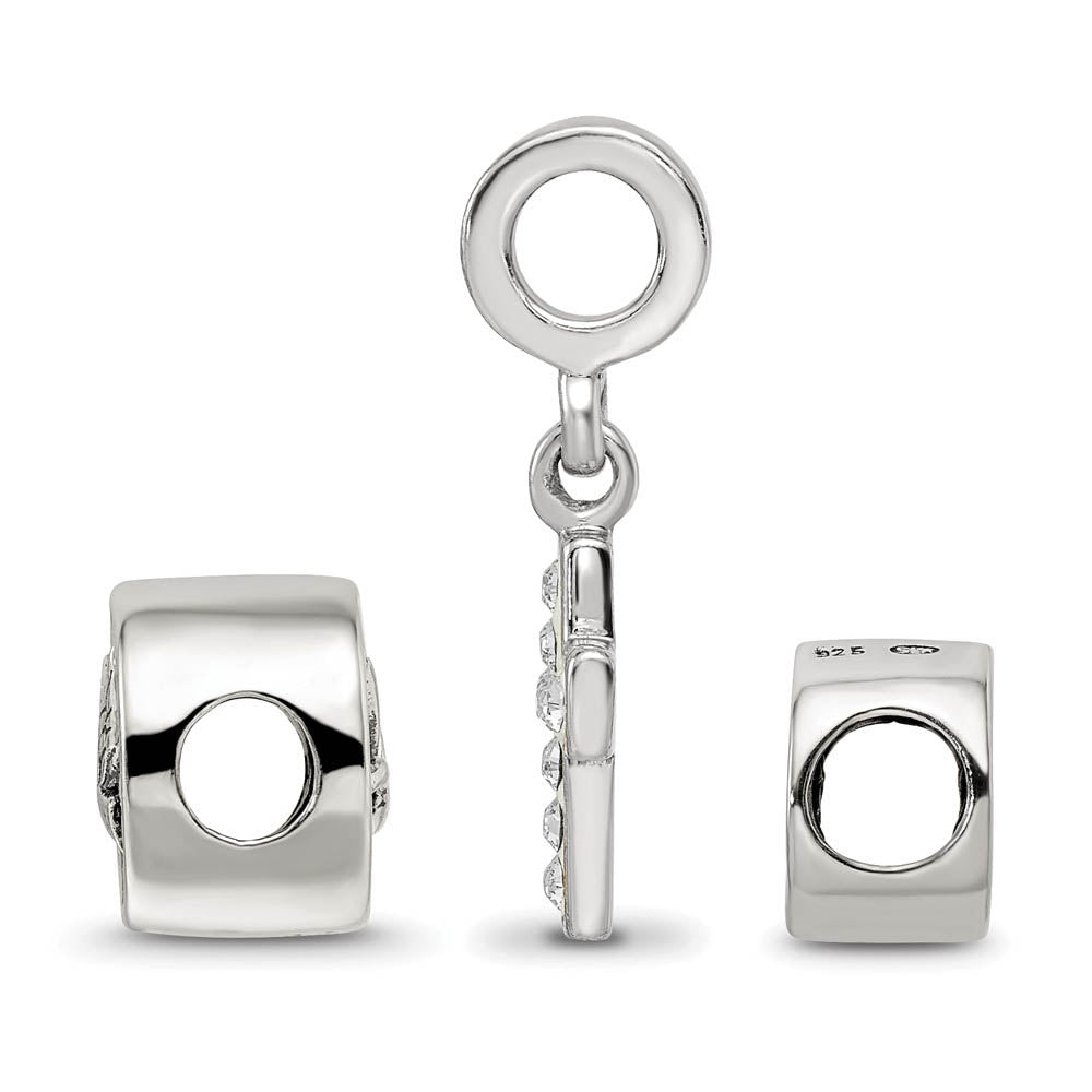 Alternate view of the Sterling Silver & Crystal Religious Faith Bead Charm Set of 3 by The Black Bow Jewelry Co.