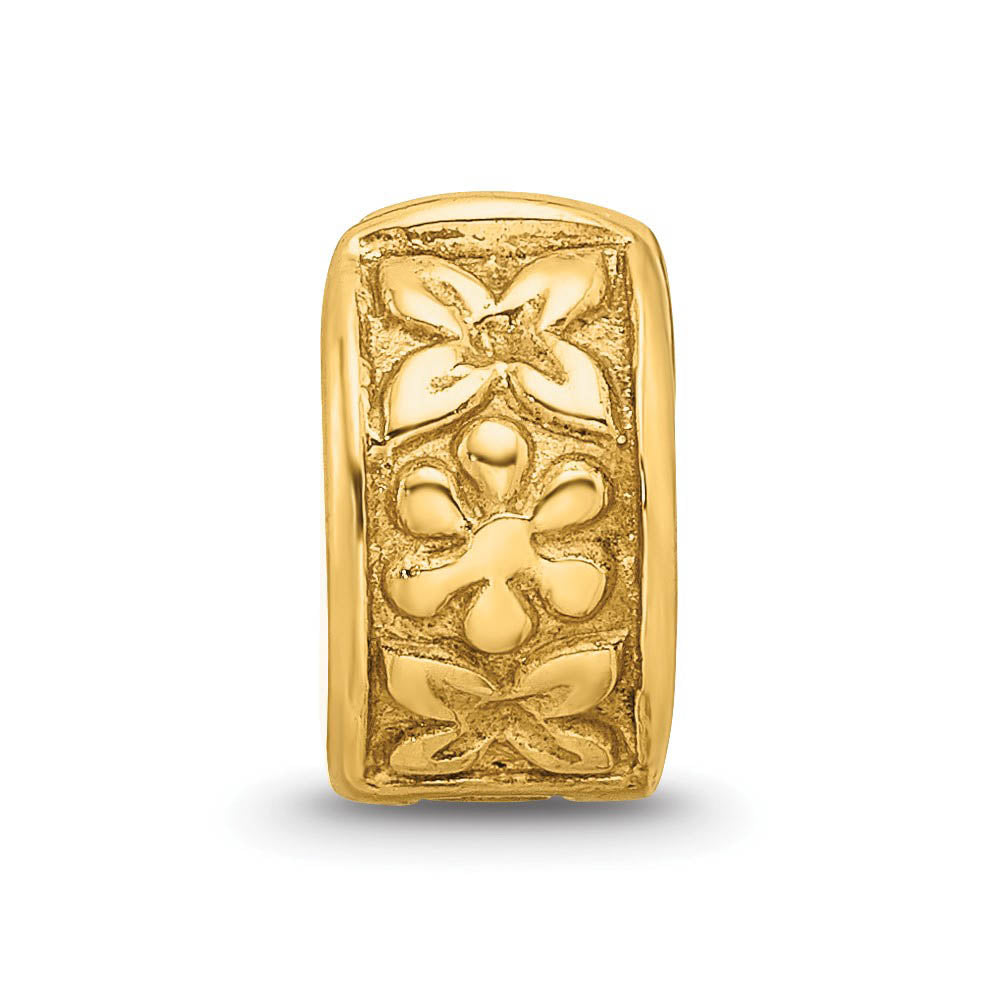 Alternate view of the 14k Yellow Gold Plated Sterling Silver Hinged Flower Clip Bead Charm by The Black Bow Jewelry Co.