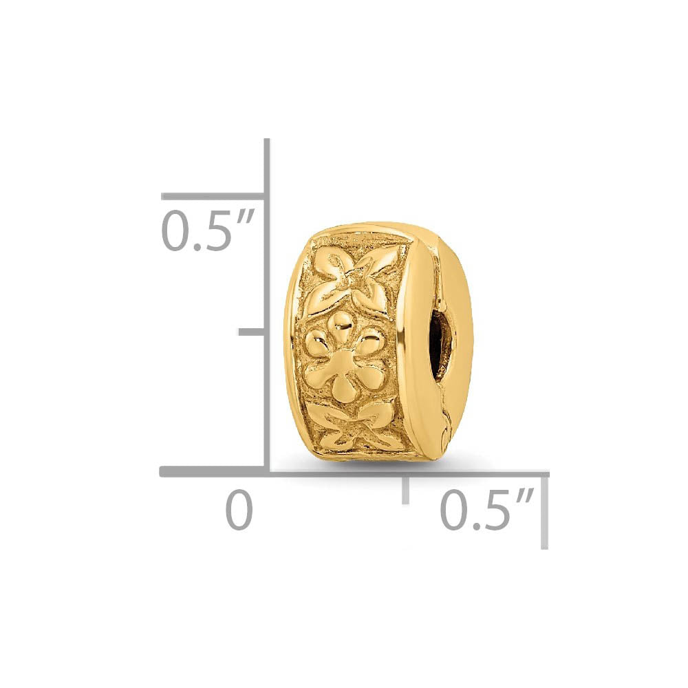 Alternate view of the 14k Yellow Gold Plated Sterling Silver Hinged Flower Clip Bead Charm by The Black Bow Jewelry Co.
