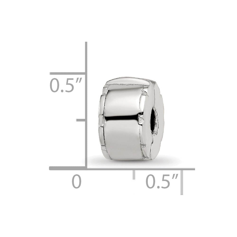 Alternate view of the Sterling Silver Notched Hinged Clip Bead Charm by The Black Bow Jewelry Co.