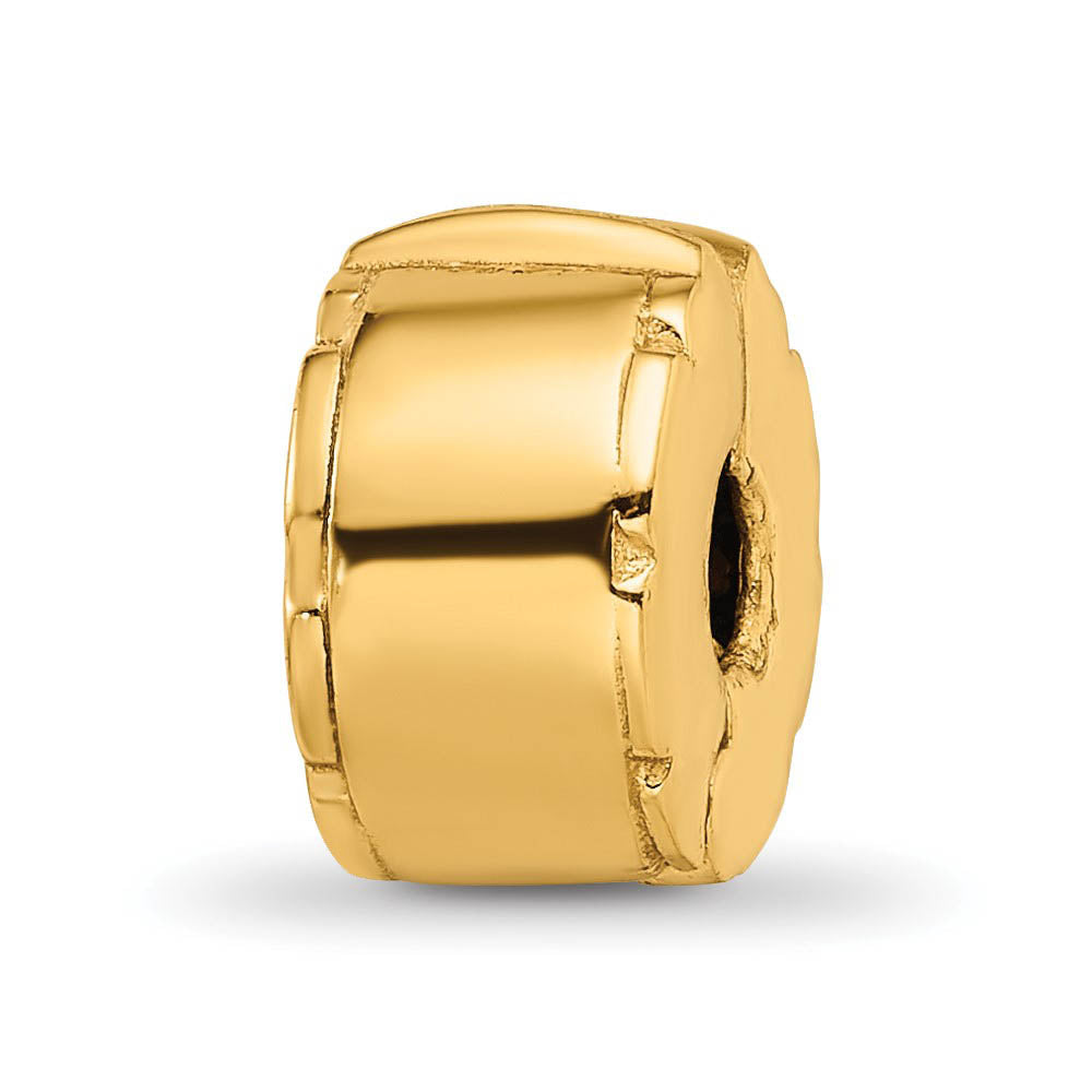 14k Yellow Gold Plated Sterling Silver Notched Hinged Clip Bead Charm, Item B11957 by The Black Bow Jewelry Co.