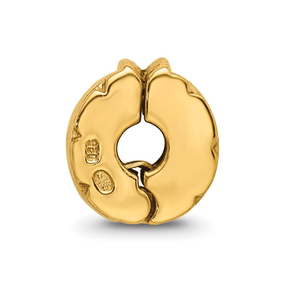 Alternate view of the 14k Yellow Gold Plated Sterling Silver Notched Hinged Clip Bead Charm by The Black Bow Jewelry Co.