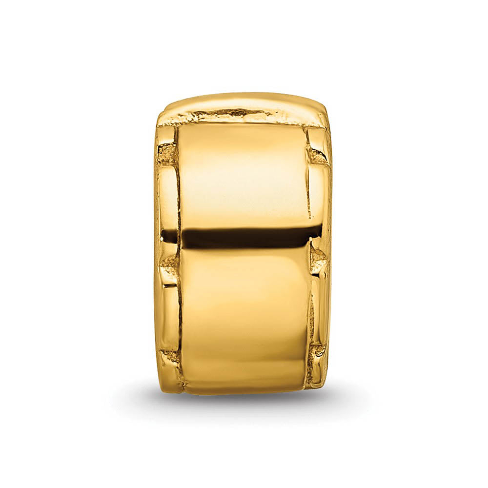 Alternate view of the 14k Yellow Gold Plated Sterling Silver Notched Hinged Clip Bead Charm by The Black Bow Jewelry Co.