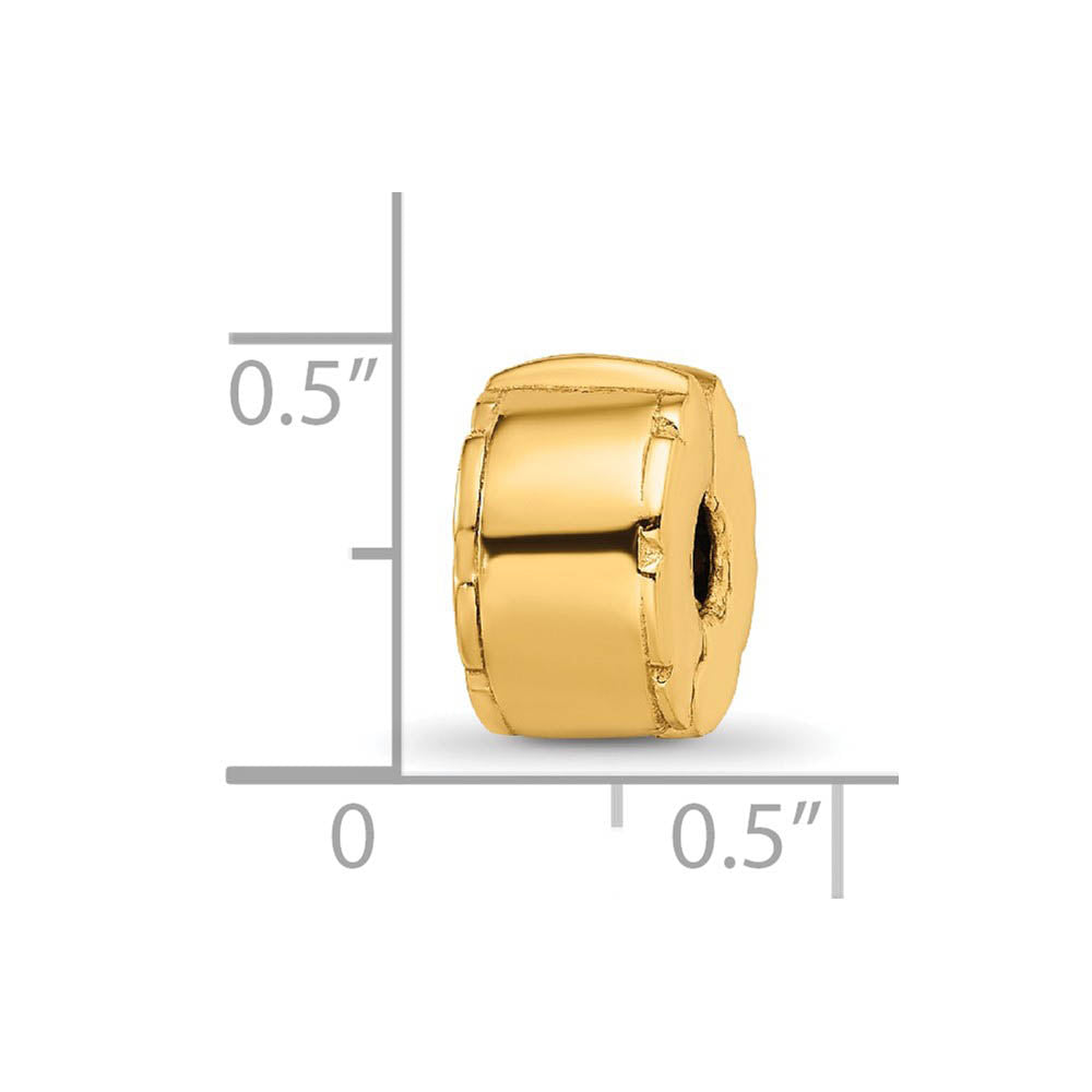 Alternate view of the 14k Yellow Gold Plated Sterling Silver Notched Hinged Clip Bead Charm by The Black Bow Jewelry Co.