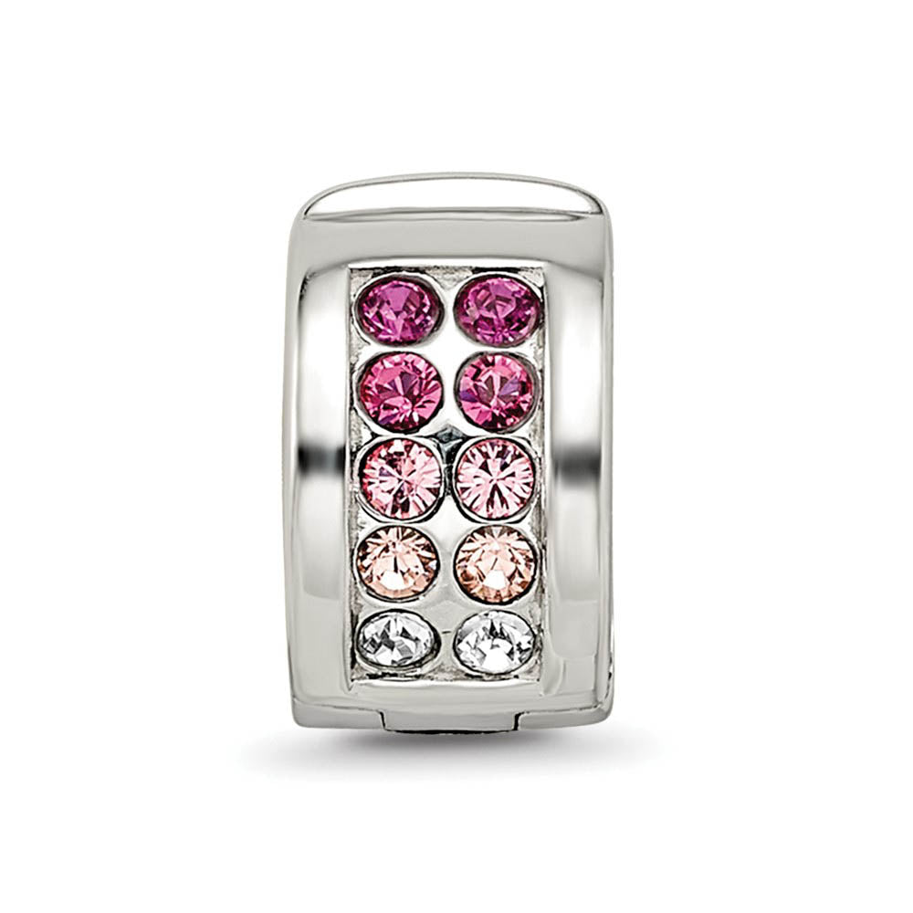 Alternate view of the Sterling Silver with Pink Crystals Hinged Clip Bead Charm by The Black Bow Jewelry Co.