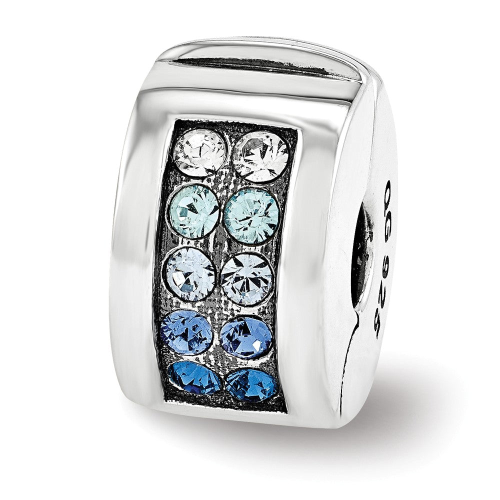 Sterling Silver with Blue Crystals Hinged Clip Bead Charm, Item B11965 by The Black Bow Jewelry Co.