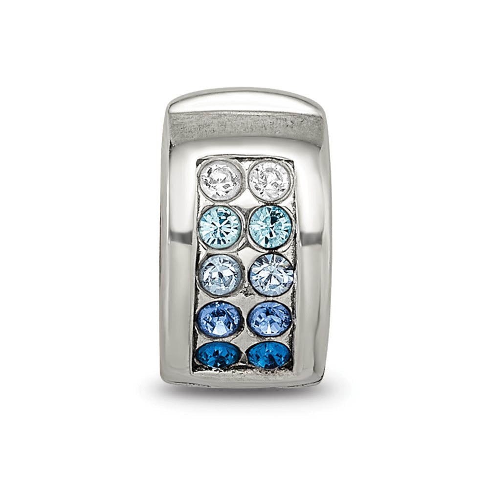 Alternate view of the Sterling Silver with Blue Crystals Hinged Clip Bead Charm by The Black Bow Jewelry Co.