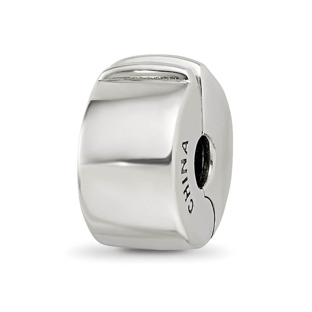 Alternate view of the Sterling Silver with Blue Crystals Hinged Clip Bead Charm by The Black Bow Jewelry Co.