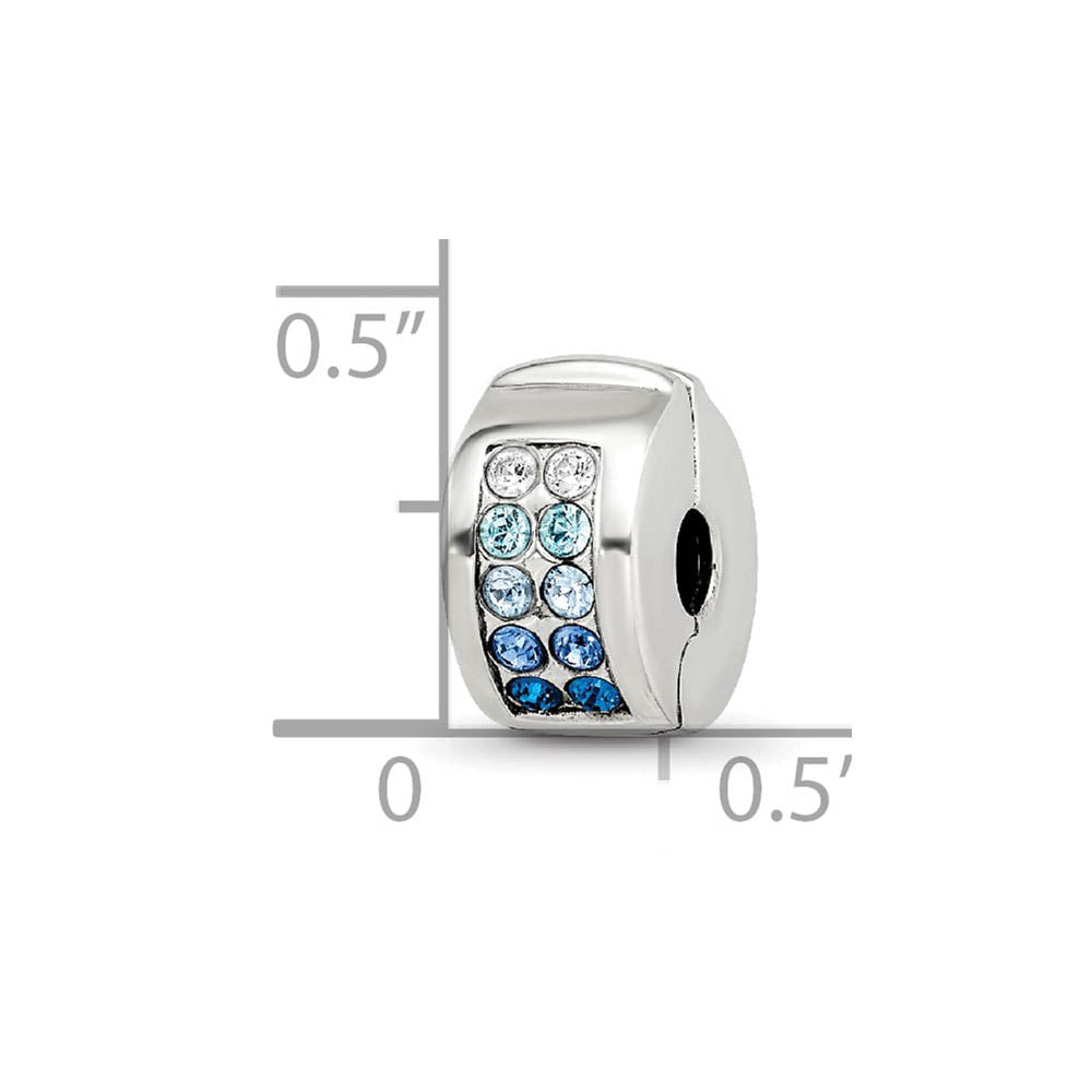 Alternate view of the Sterling Silver with Blue Crystals Hinged Clip Bead Charm by The Black Bow Jewelry Co.
