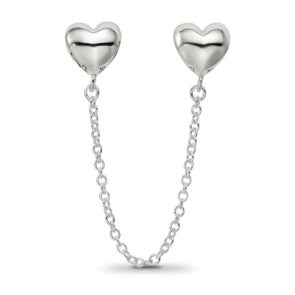 Alternate view of the Sterling Silver Security Chain with Polished Heart Bead Charm by The Black Bow Jewelry Co.
