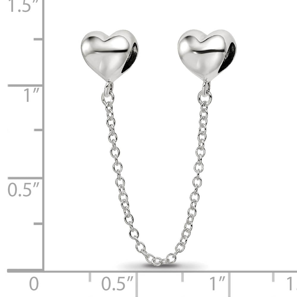 Alternate view of the Sterling Silver Security Chain with Polished Heart Bead Charm by The Black Bow Jewelry Co.