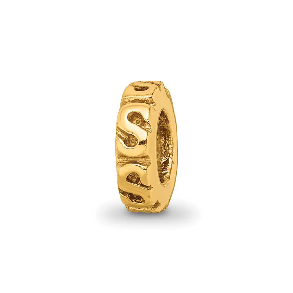14k Yellow Gold Plated Sterling Silver Swirl Spacer Bead Charm, Item B11969 by The Black Bow Jewelry Co.