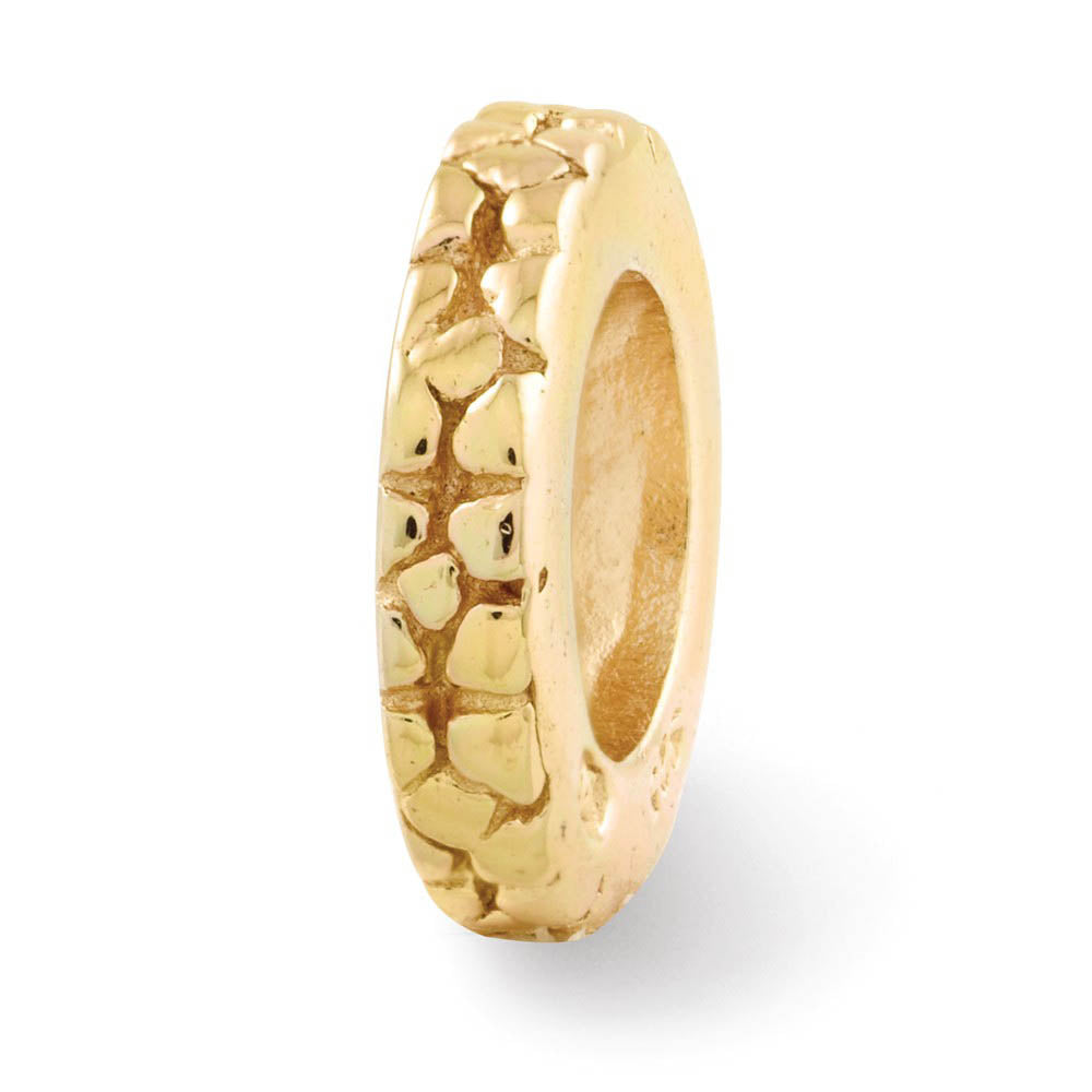 14k Yellow Gold Plated Sterling Silver Floral Spacer Bead Charm, Item B11970 by The Black Bow Jewelry Co.