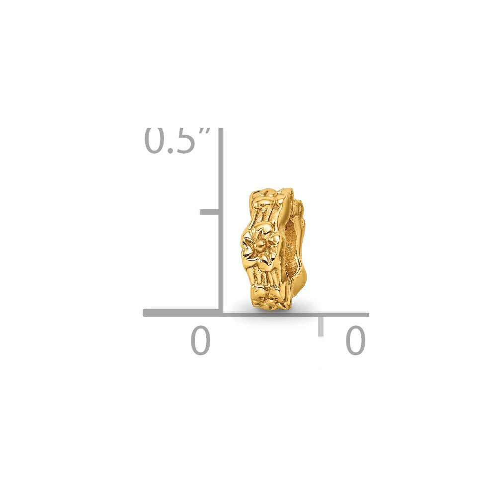 Alternate view of the 14k Yellow Gold Plated Sterling Silver Flower Spacer Bead Charm by The Black Bow Jewelry Co.