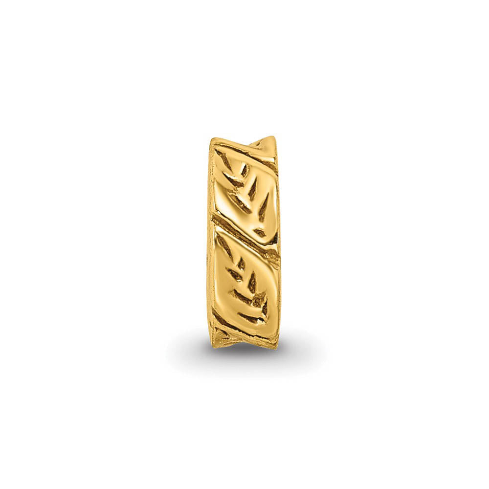 Alternate view of the 14k Yellow Gold Plated Sterling Silver Leaf Design Spacer Bead Charm by The Black Bow Jewelry Co.