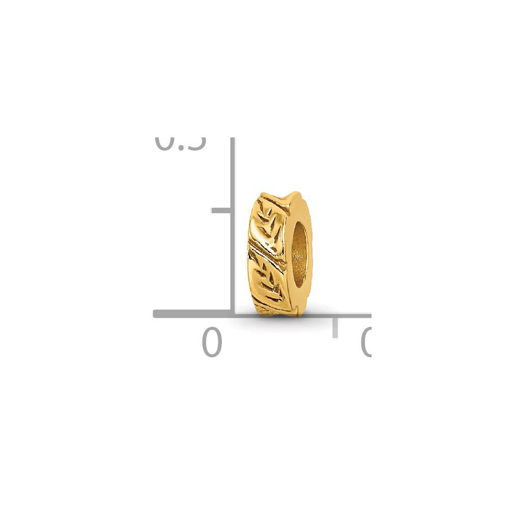 Alternate view of the 14k Yellow Gold Plated Sterling Silver Leaf Design Spacer Bead Charm by The Black Bow Jewelry Co.