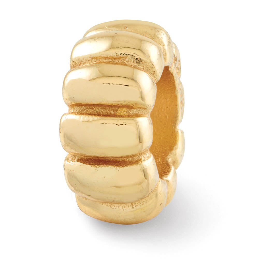 14k Yellow Gold Plated Sterling Silver Fluted Spacer Bead Charm, Item B11973 by The Black Bow Jewelry Co.