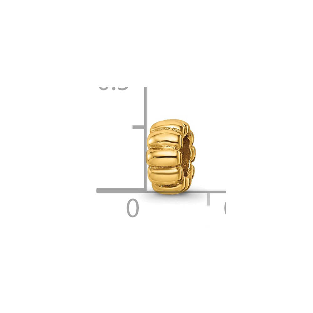 Alternate view of the 14k Yellow Gold Plated Sterling Silver Fluted Spacer Bead Charm by The Black Bow Jewelry Co.