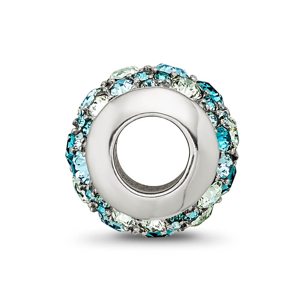 Alternate view of the Sterling Silver with Blue & White Crystals Seaside Bead Charm by The Black Bow Jewelry Co.