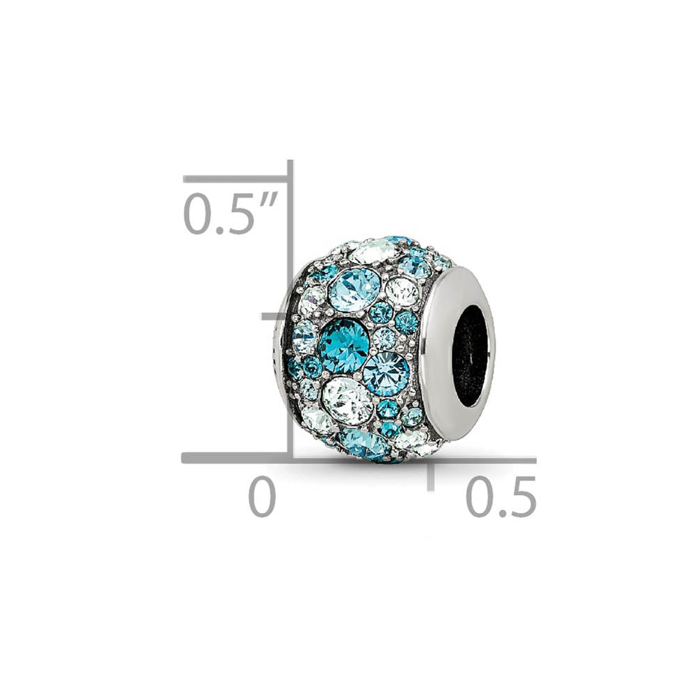 Alternate view of the Sterling Silver with Blue & White Crystals Seaside Bead Charm by The Black Bow Jewelry Co.
