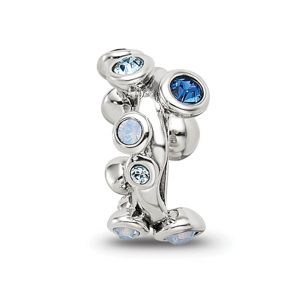 Alternate view of the Sterling Silver with Blue Crystals Bubble Spacer Bead Charm by The Black Bow Jewelry Co.