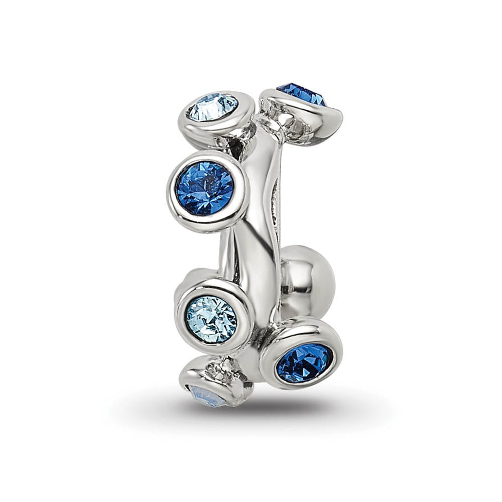 Alternate view of the Sterling Silver with Blue Crystals Bubble Spacer Bead Charm by The Black Bow Jewelry Co.