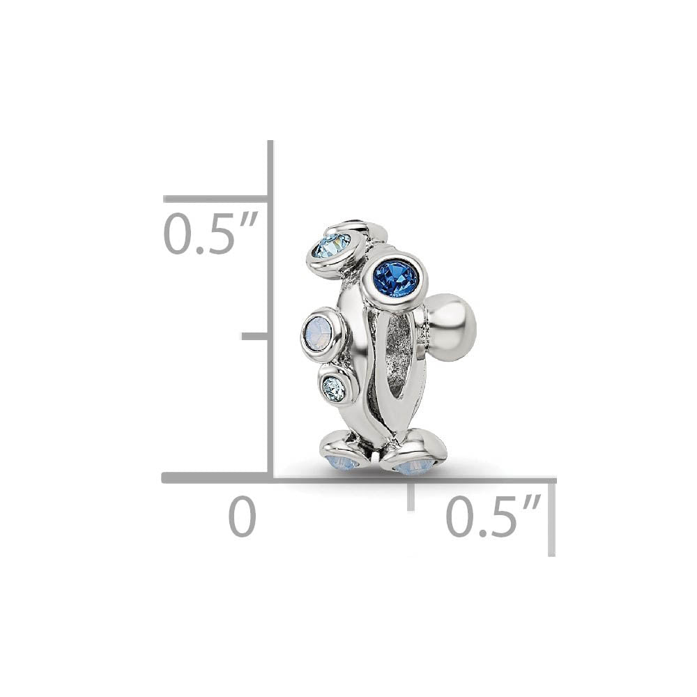 Alternate view of the Sterling Silver with Blue Crystals Bubble Spacer Bead Charm by The Black Bow Jewelry Co.