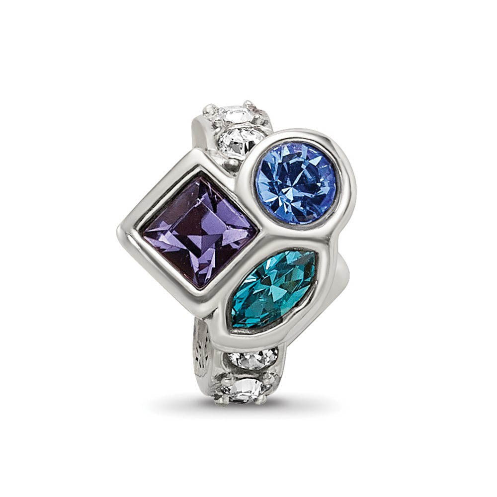 Alternate view of the Sterling Silver with Multicolor Crystals Bead Charm by The Black Bow Jewelry Co.