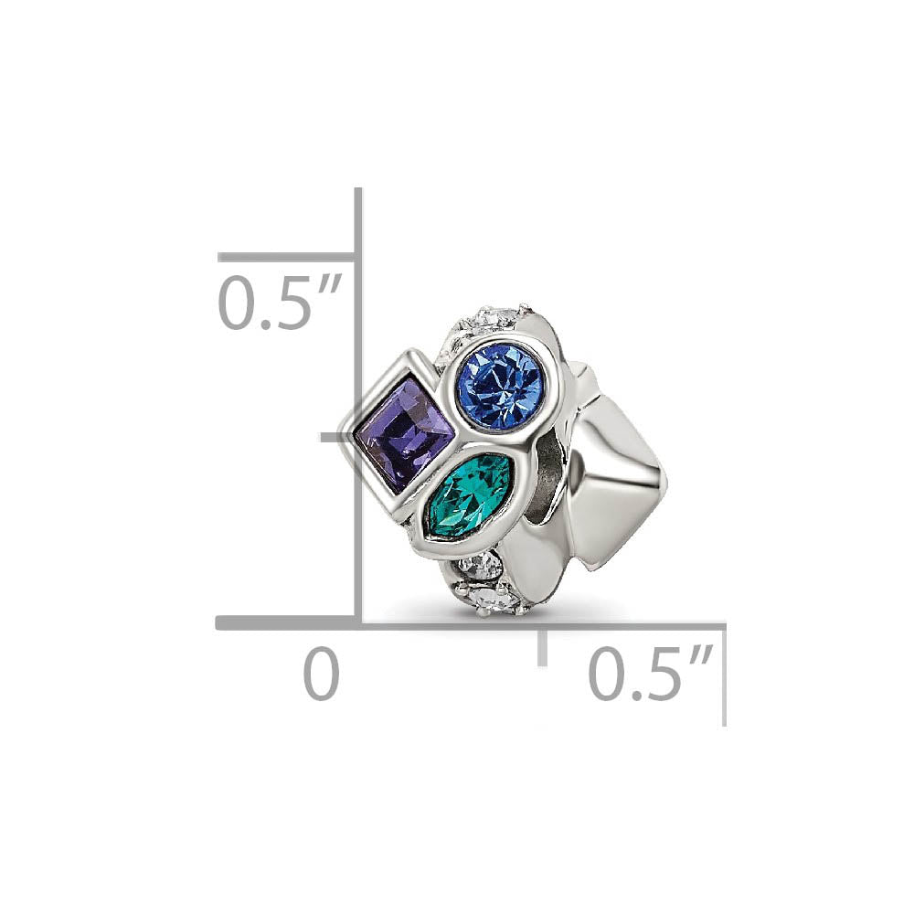 Alternate view of the Sterling Silver with Multicolor Crystals Bead Charm by The Black Bow Jewelry Co.