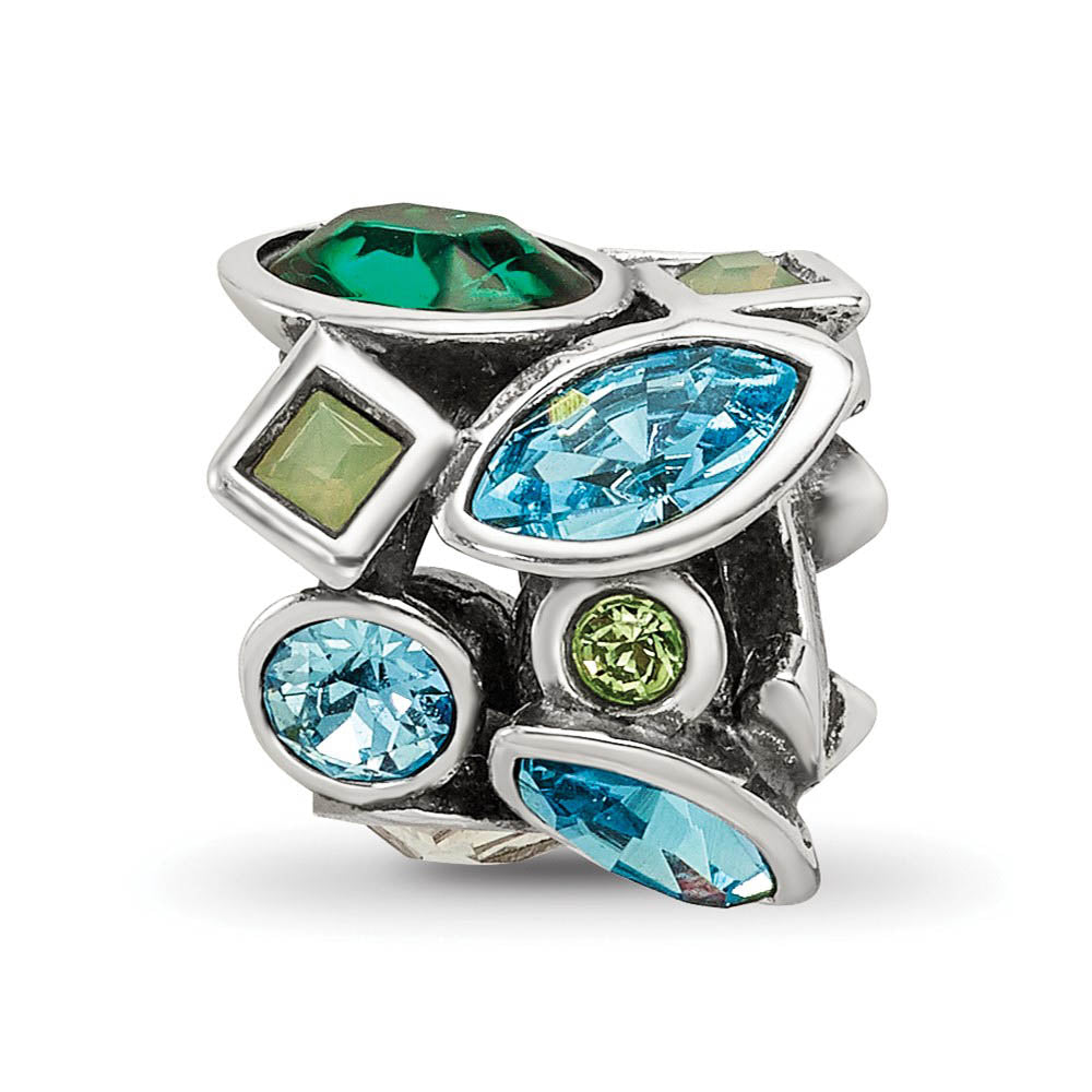 Alternate view of the Sterling Silver with Multicolor Crystals Collage Bead Charm by The Black Bow Jewelry Co.