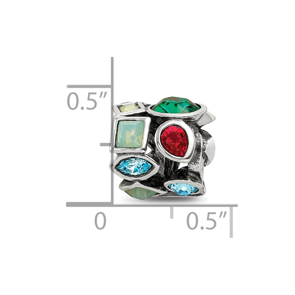 Alternate view of the Sterling Silver with Multicolor Crystals Collage Bead Charm by The Black Bow Jewelry Co.