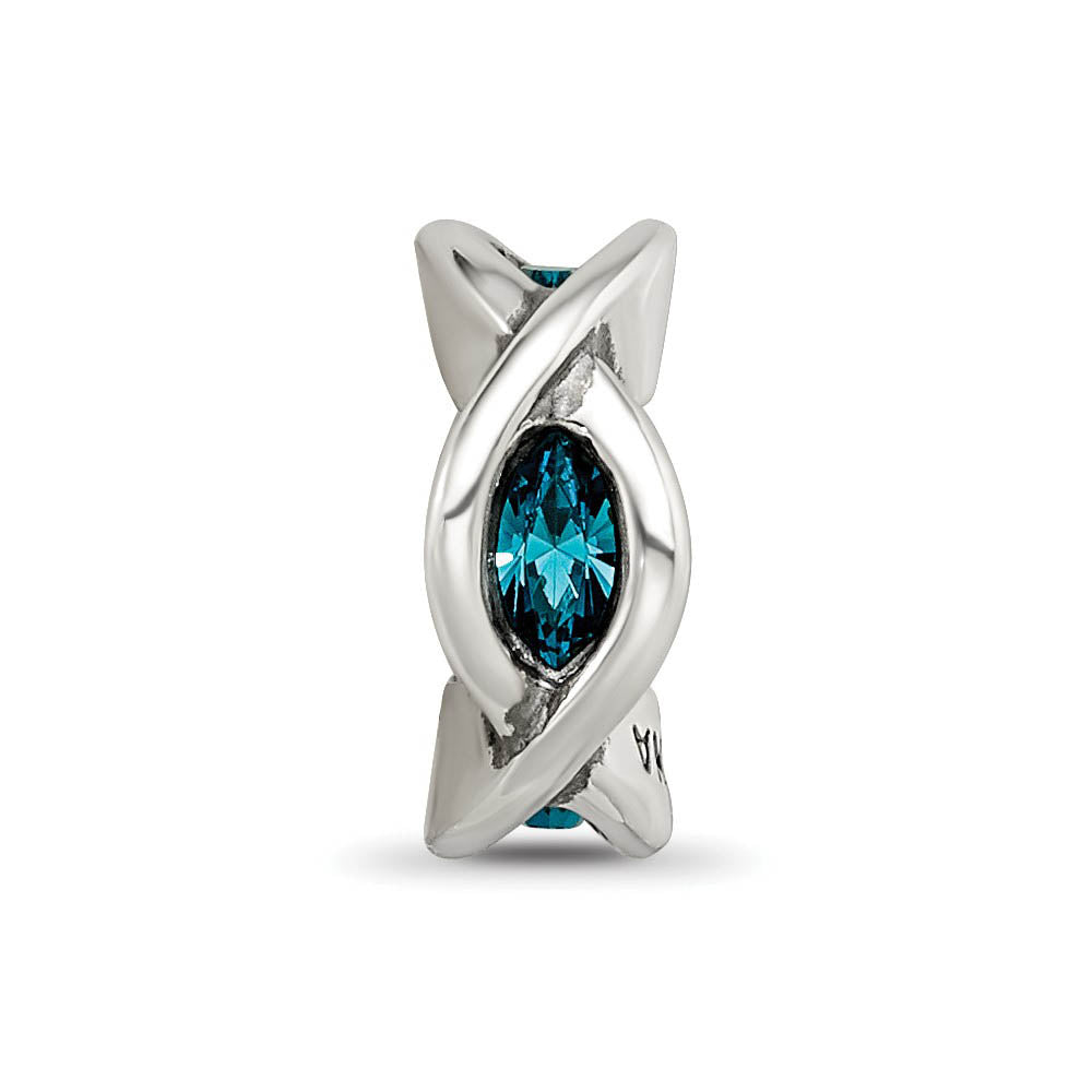 Alternate view of the Sterling Silver with Crystals Marquise Twist Spacer Bead Charm by The Black Bow Jewelry Co.