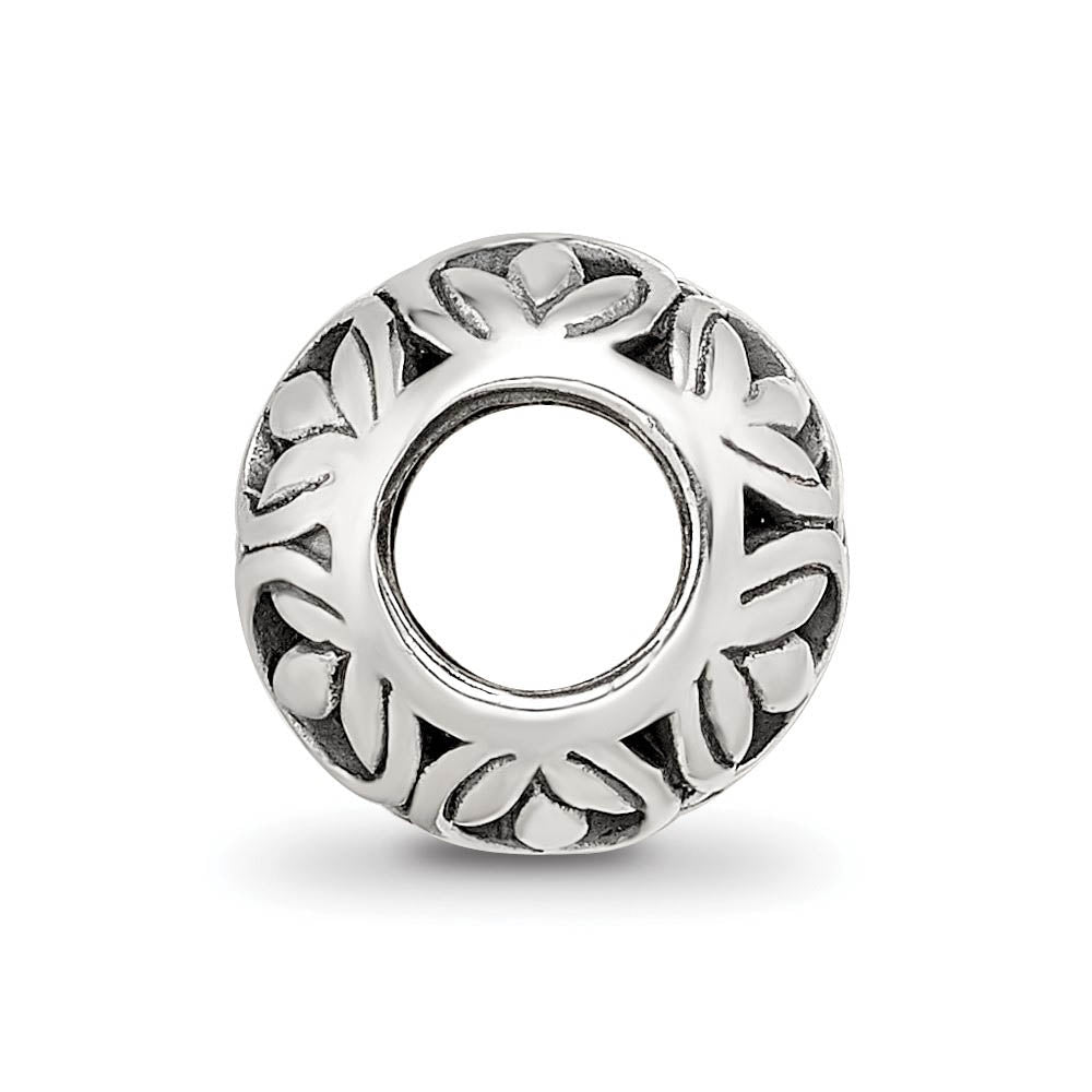 Alternate view of the Sterling Silver and Cubic Zirconia Leaf Filigree Bead Charm by The Black Bow Jewelry Co.