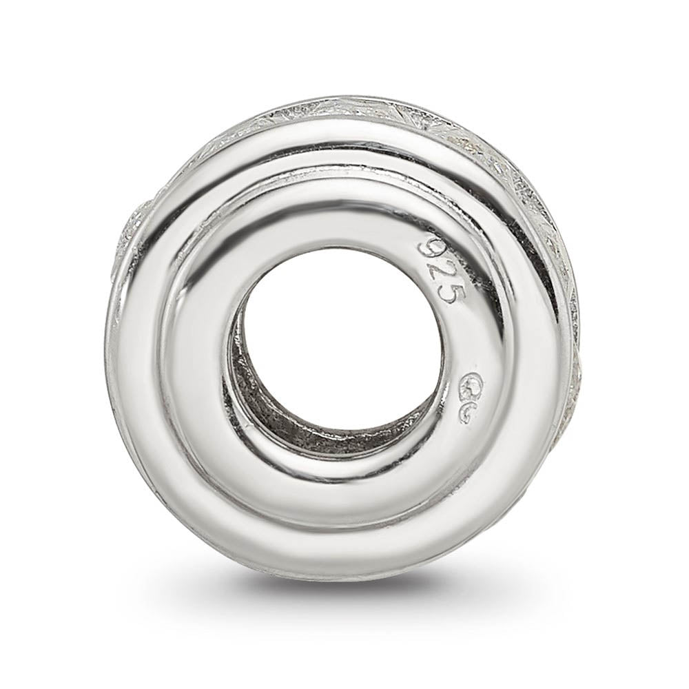 Alternate view of the Sterling Silver and Baguette Clear Cubic Zirconia Bead Charm, 12mm by The Black Bow Jewelry Co.