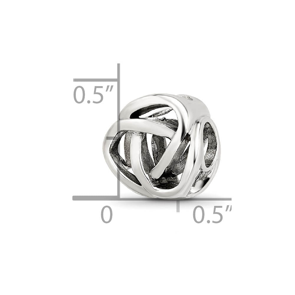 Alternate view of the Sterling Silver Antiqued Bali Knot Bead Charm by The Black Bow Jewelry Co.