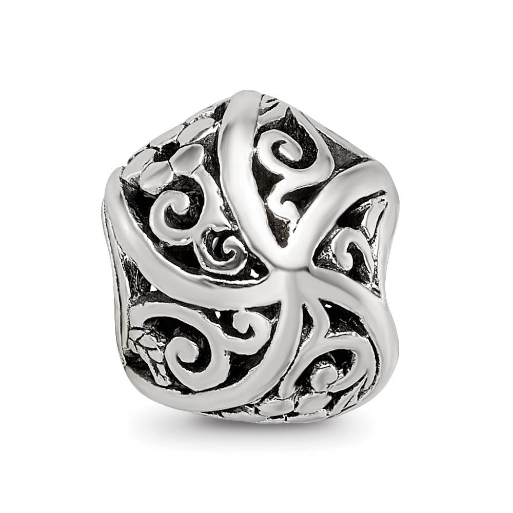 Alternate view of the Sterling Silver Vining Flower Bali Bead Charm by The Black Bow Jewelry Co.