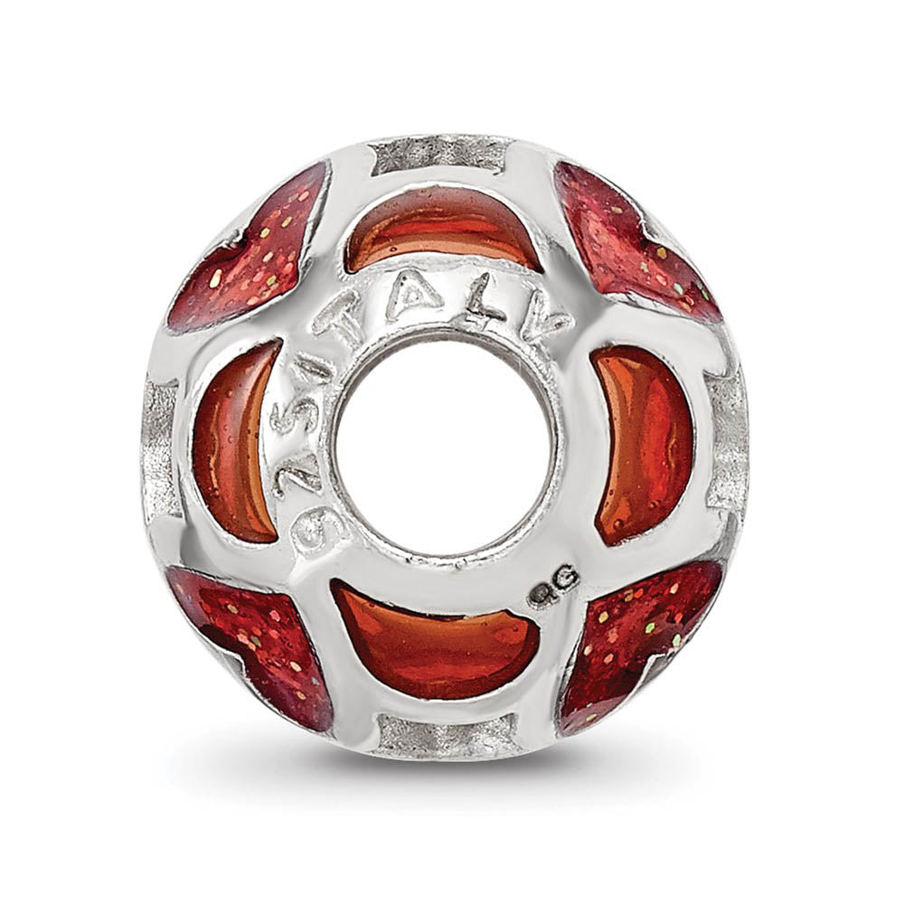 Alternate view of the Sterling Silver Red Heart Enameled Bead Charm by The Black Bow Jewelry Co.