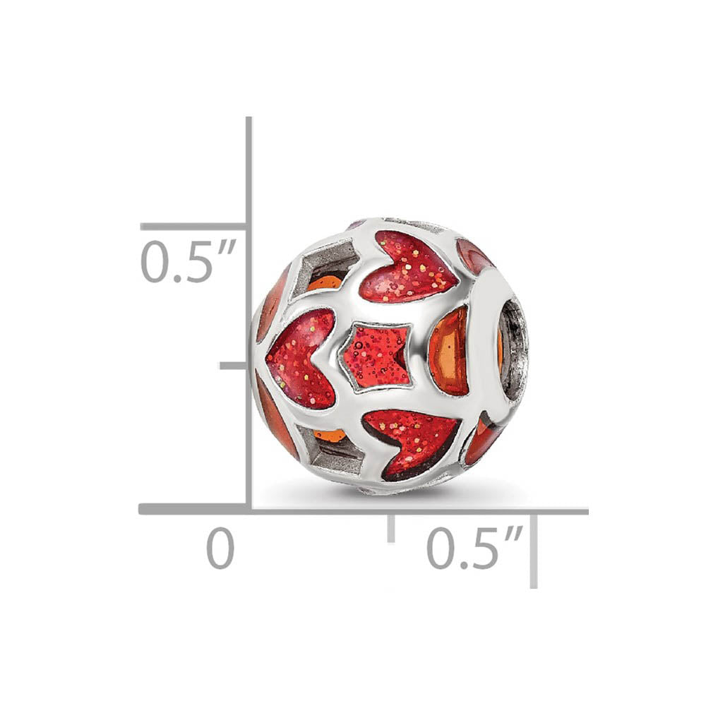 Alternate view of the Sterling Silver Red Heart Enameled Bead Charm by The Black Bow Jewelry Co.