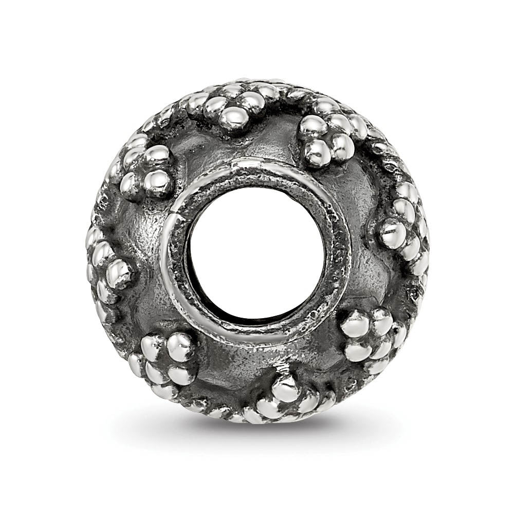Alternate view of the Sterling Silver Antiqued Artisan Textured Design Bead Charm by The Black Bow Jewelry Co.