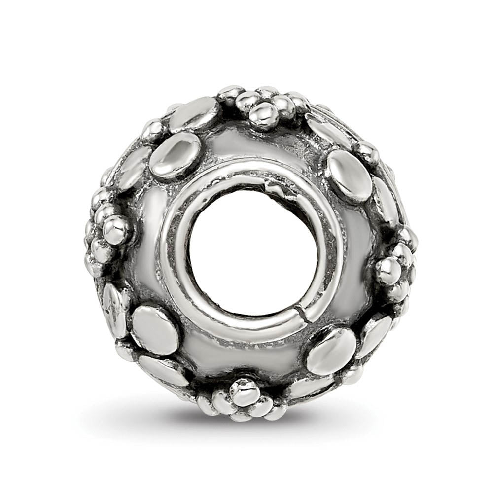 Alternate view of the Sterling Silver Antiqued Artisan Bubble Design Bead Charm by The Black Bow Jewelry Co.