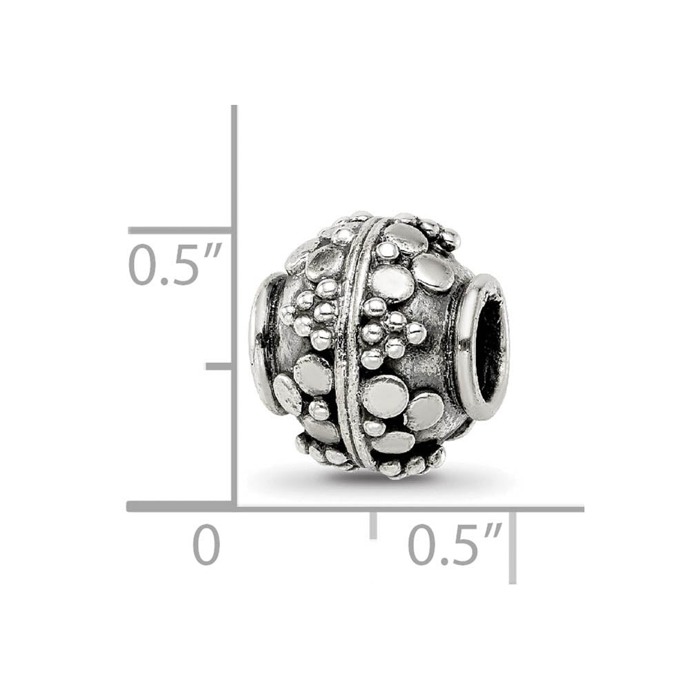 Alternate view of the Sterling Silver Antiqued Artisan Bubble Design Bead Charm by The Black Bow Jewelry Co.