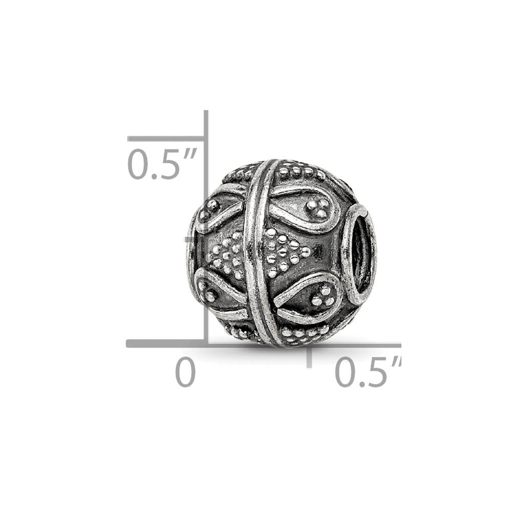Alternate view of the Sterling Silver Antiqued Textured Infinity Design Bead Charm by The Black Bow Jewelry Co.